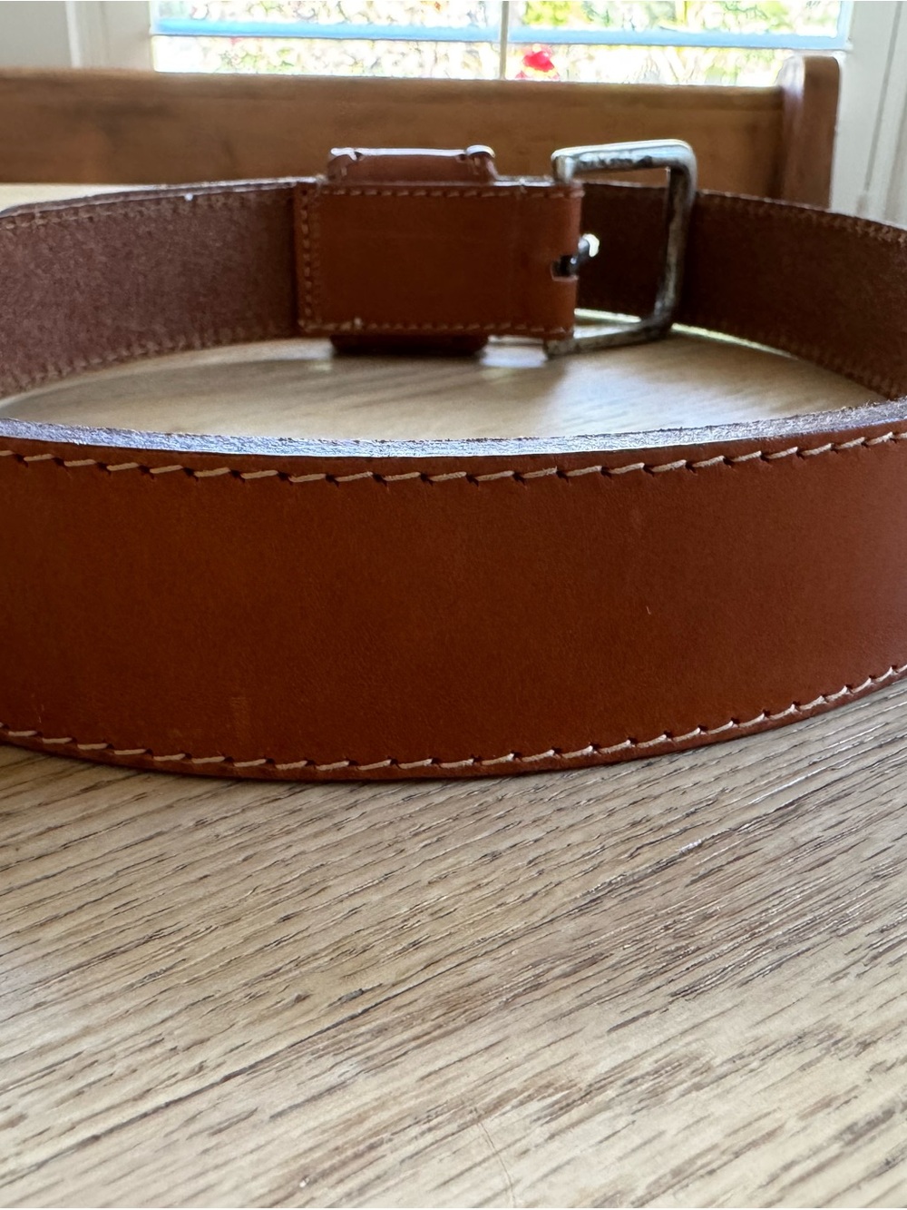 Brown Leather womens Belt with Silver Western Concho 33” vintage - Picture 6 of 6